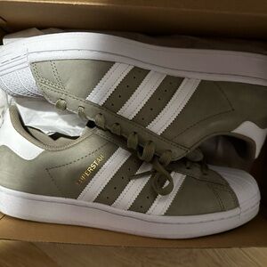 Adidas Superstar Olive and White Men's Sneakers